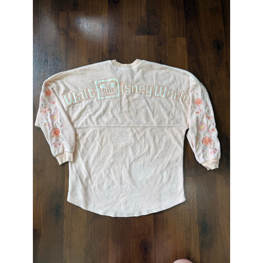 Walt Disney World Soft Terry Spirit Jersey Light Pink Embroidered Floral Sz S - Picture 2 of 9